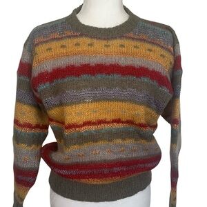 Rosella Sweater Designer Hand Knit Style Luxury Wool Silk Mohair Multi-Colour  M
